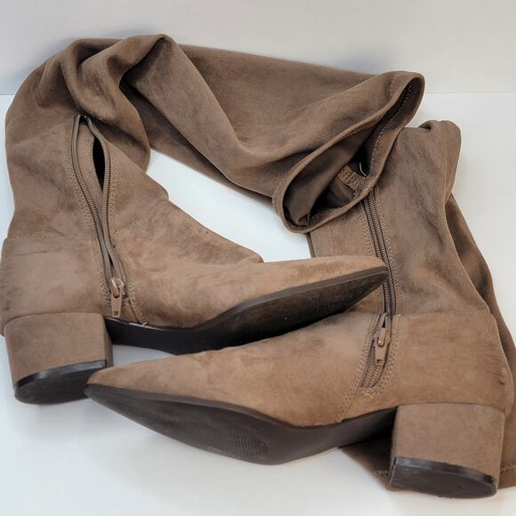 Steve Madden Carli Boots 8.5M Suede Over Knee Zip 2" Block Heel Carmel Dressy - Picture 7 of 12